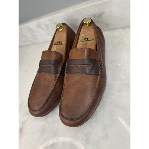 Born Distressed Two Tone Brown Slip On Driving Penny Loafer Men’s Size 11 M - Picture 2 of 16